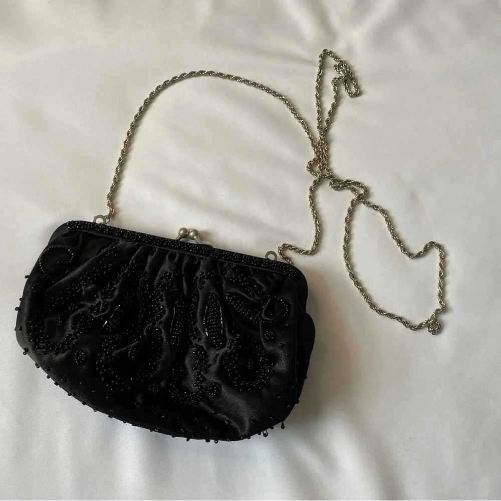 Vintage La Regale Black Clutch Sequins